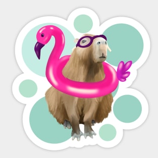 Cute Capybara Pool Party Sticker